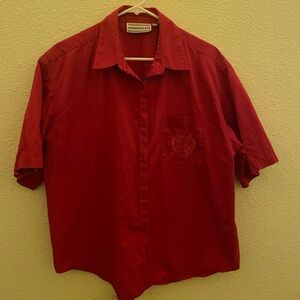 Red men’s button down shirt
